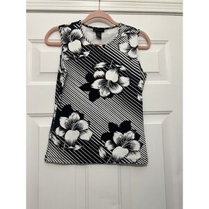 The Limited Floral Medium Tank Top Black White Career Resort Work Wear Cami